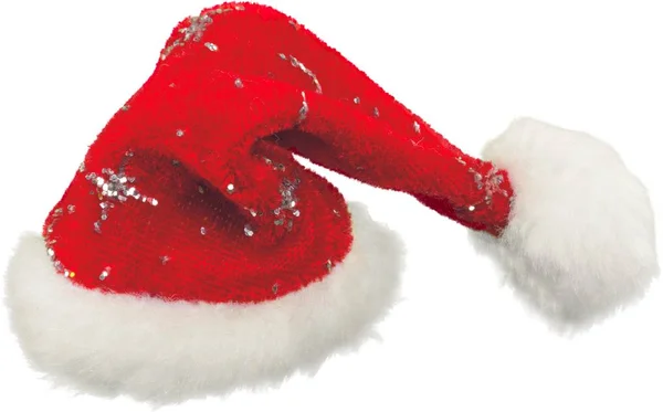 Kerstmuts Van Rood Geïsoleerd Achtergrond — Stockfoto