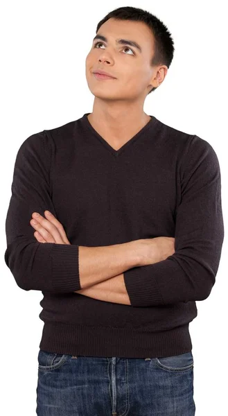 Красивый мужчина в черном свитере — стоковое фото