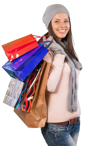 Young woman with shopping bags — Stock Photo, Image