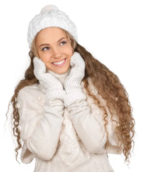 Молода жінка в зимовому одязі — стокове фото