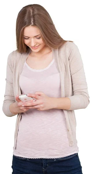 Молодая женщина с телефоном — стоковое фото