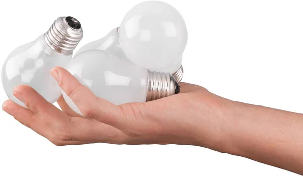 Eco Light bulbs in hands — Stock Photo, Image