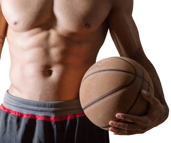 Sportlicher Mann mit Basketball-Ball — Stockfoto