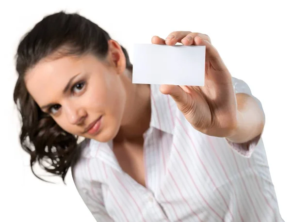 Geschäftsfrau mit leerer Karte — Stockfoto