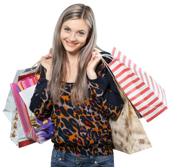 Young woman with shopping bags — Stock Photo, Image