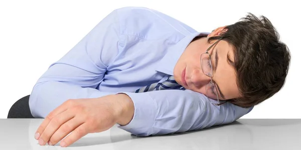 Affärsman sova på arbetet — Stockfoto