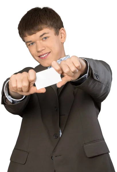 Man with blank card — Stock Photo, Image