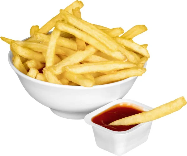 Pommes mit Ketchup — Stockfoto