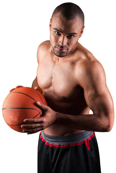 Handsome sporty man with ball — Stock Photo, Image