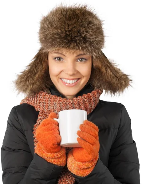 Junge Frau in Winterkleidung — Stockfoto