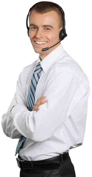 Business man with headphones — Stock Photo, Image