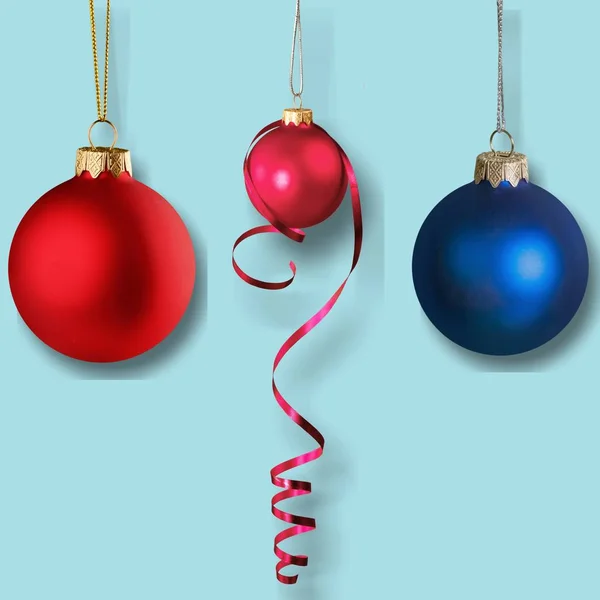 Red shiny christmas decorative balls — Stock Photo, Image