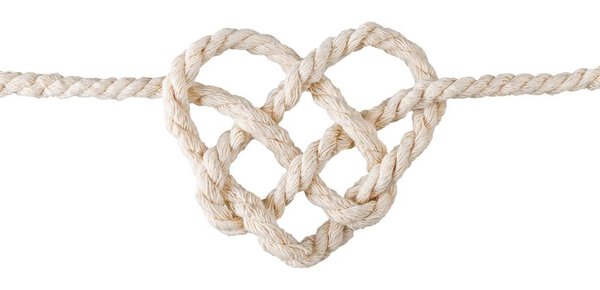 rope with heart isolated on white background 