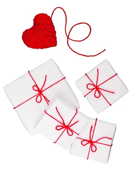 Крупним Планом Подарункові Коробки Дня Святого Валентина Фоні — стокове фото