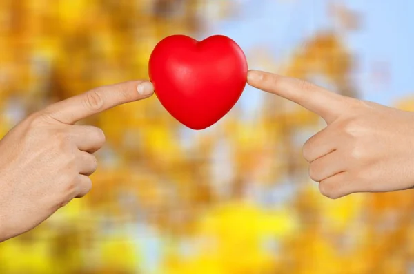 Coração Vermelho Mãos Fundo — Fotografia de Stock