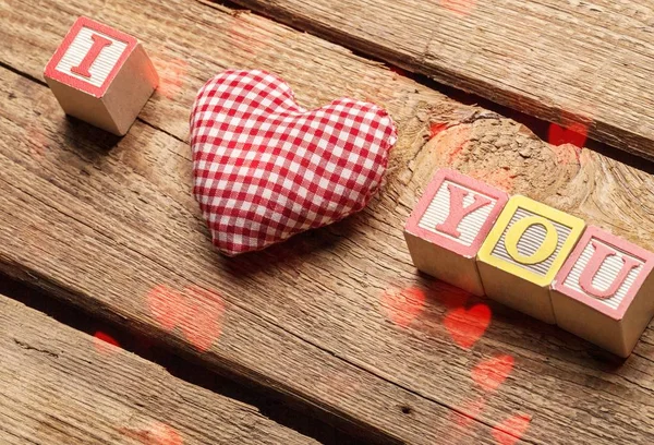 Detail Červené Srdce Textem Miluji Pro Valentinky Den Pozadí — Stock fotografie