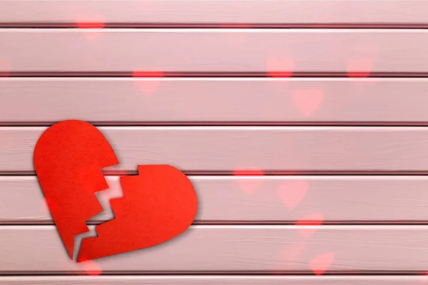 Primo Piano Del Cuore Rosso Spezzato Sfondo San Valentino — Foto Stock