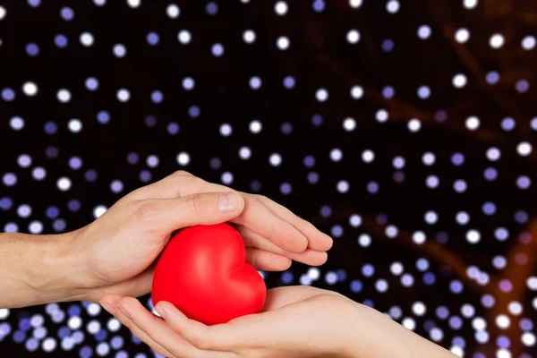 Close Red Heart Hands Love Concept — Stock Photo, Image