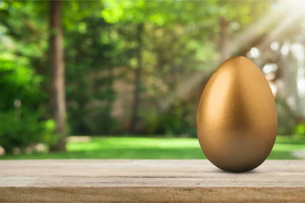 Χρυσό Αυγό Επάνω Ελαφρύς Υπόβαθρο — Φωτογραφία Αρχείου