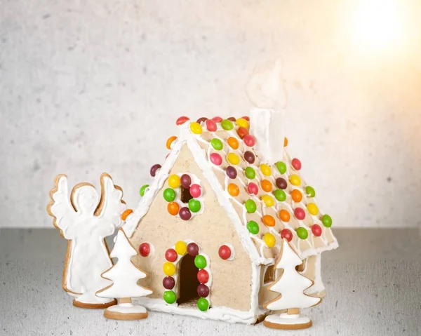 Homemade Gingerbread House Close View — Stock Photo, Image