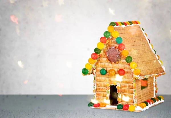 Homemade Gingerbread House Close View — Stock Photo, Image