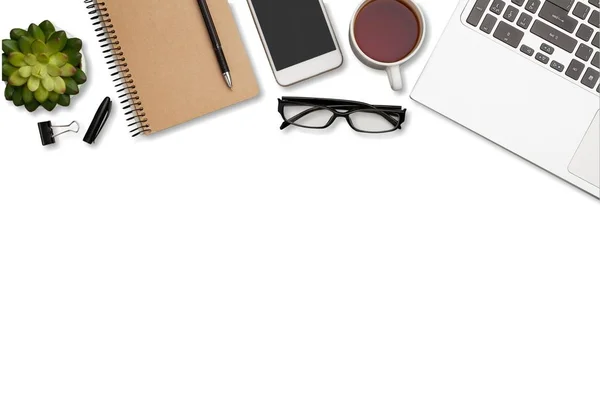 Modern Workplace Laptop Top View — Stock Photo, Image