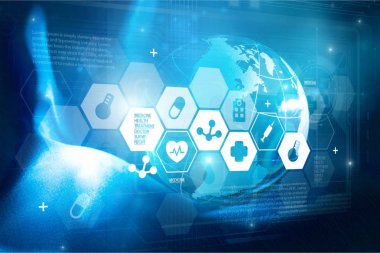 sanal ekran üzerinde tıbbi simgeler