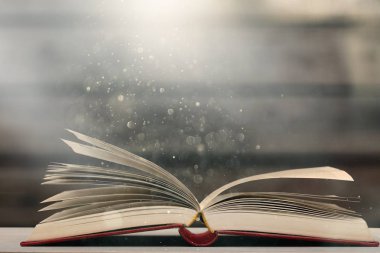 Arka planda izole bir tablo üzerinde açık kitap