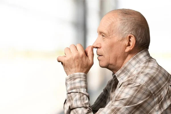 Close Senior Man Shirt Isolated White Background — Stock Photo, Image