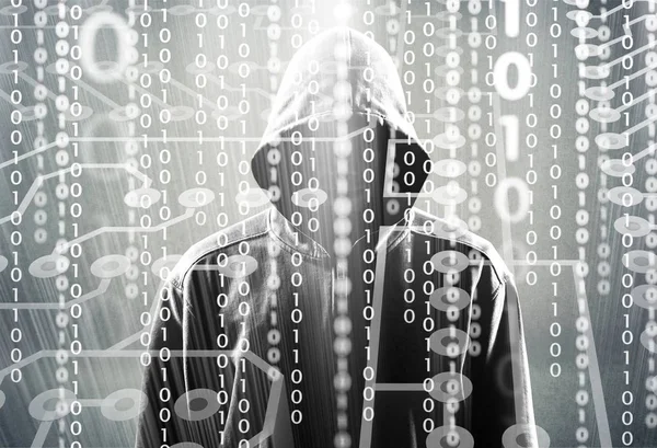 Cyber hacker v hoodie — Stock fotografie