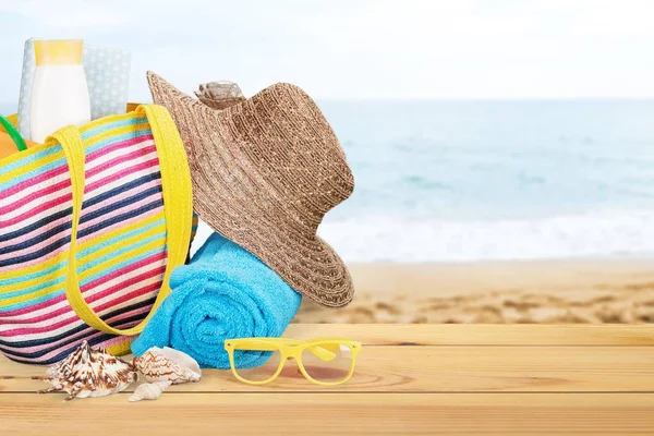 Sac Plage Sur Sable Vue Rapprochée — Photo