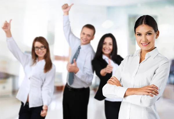Business People Team Young Attractive Woman Standing Group Colleagues — Stock Photo, Image