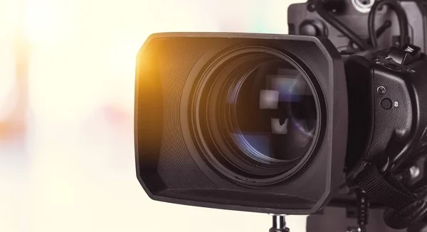 Lensa Kamera Dengan Refleksi Lensa Tampilan Close — Stok Foto