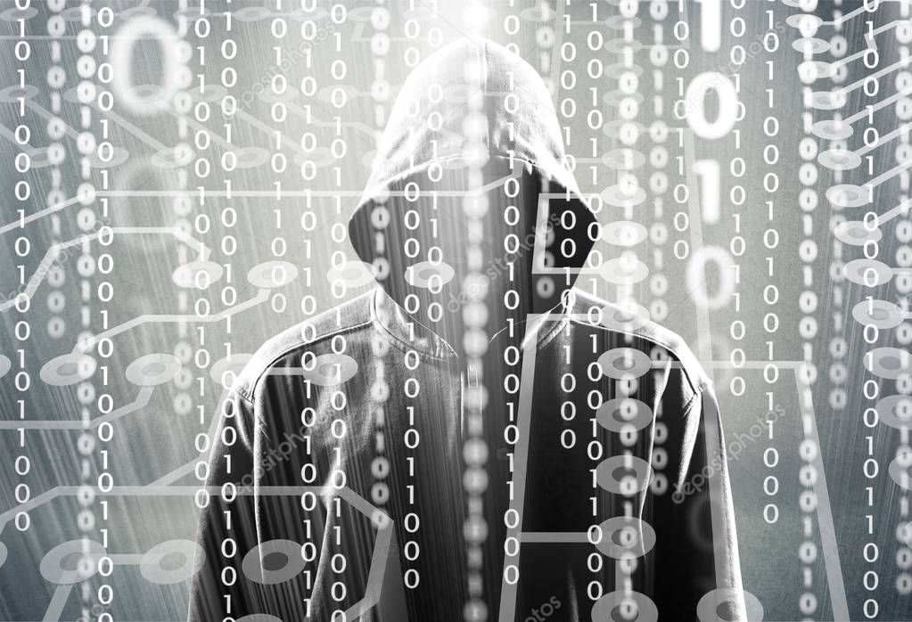 Cyber hacker in hoodie