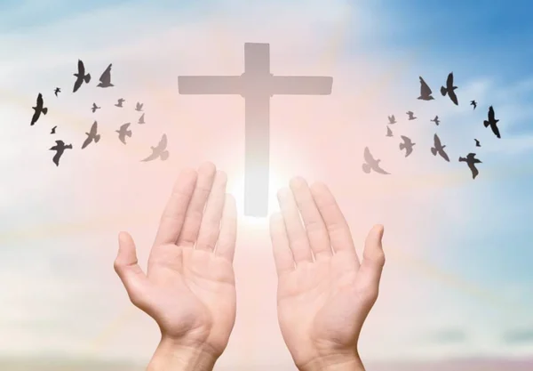 Crosses With Praying Hands Wallpaper