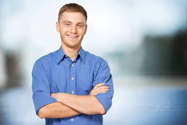 Portrait Young Man Blurred Background — Stock Photo, Image