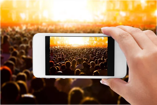 Taking Video Smartphone Public Concert — Stock Photo, Image