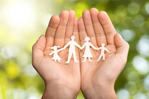 Hands Family Paper People Blurred Background — Stock Photo, Image