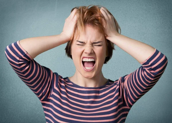 Angry depressed woman screaming — Stock Photo, Image