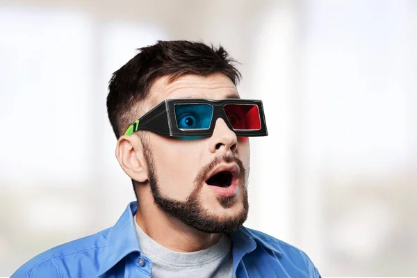 Junger Bärtiger Mann Mit Brille Isoliert Auf Weißem Hintergrund — Stockfoto