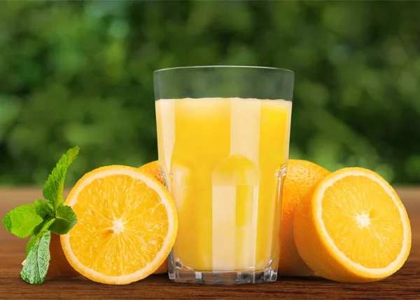 Glass Delicious Orange Juice Table — Stock Photo, Image