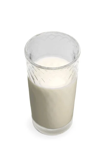 Glas Verse Melk Geïsoleerd Witte Achtergrond — Stockfoto