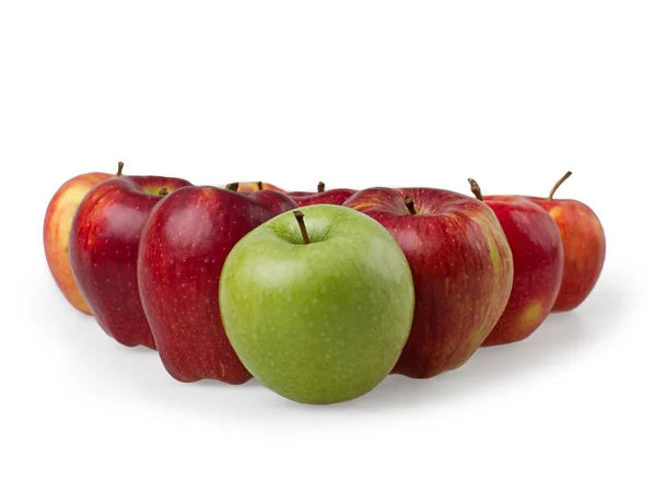 Manzanas Frescas Maduras Aisladas Sobre Fondo Blanco —  Fotos de Stock