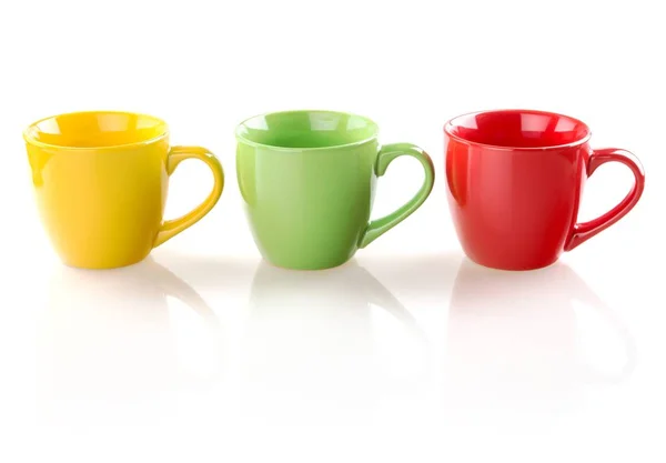 Många färgglada kaffekoppar — Stockfoto