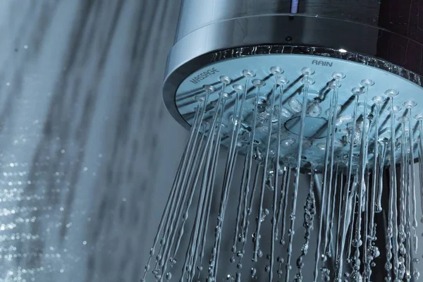 Cabezal Ducha Baño Con Gotas Agua — Foto de Stock