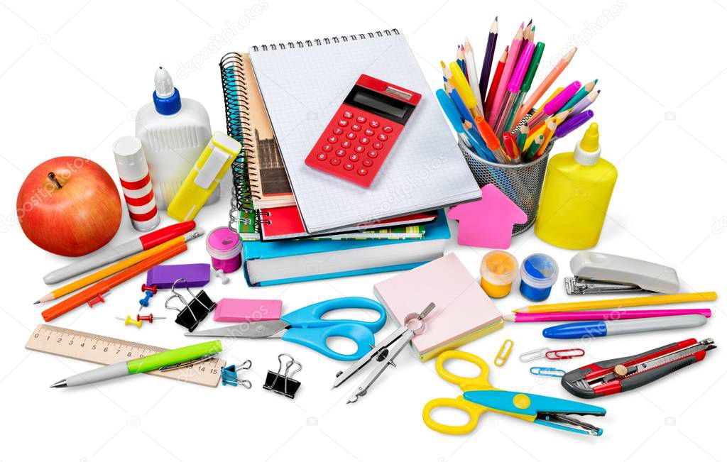 Colorful school supplies 