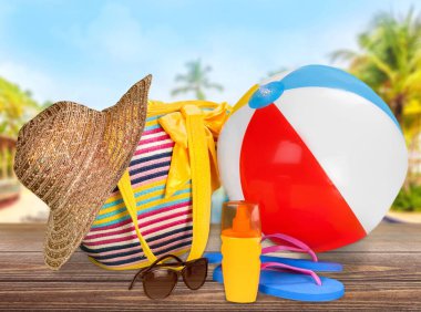 Plaj aksesuarları yakın çekim görüntüsü