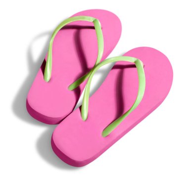 Pembe parmak arası terlikler beyaz arkaplanda izole edildi 