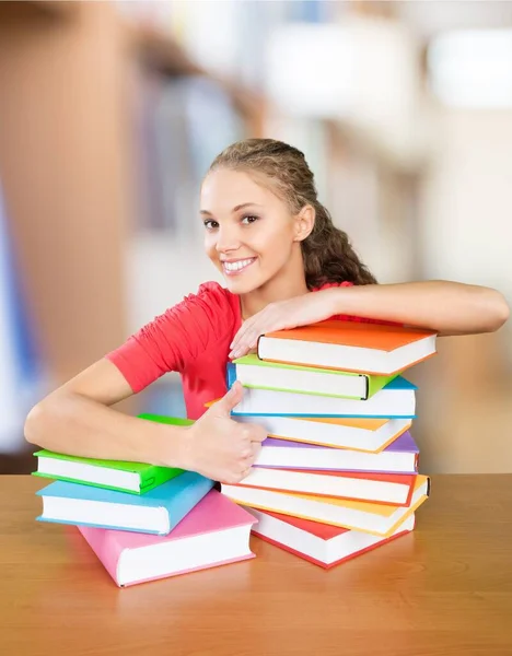 College Student Stack Books — Stock Photo, Image