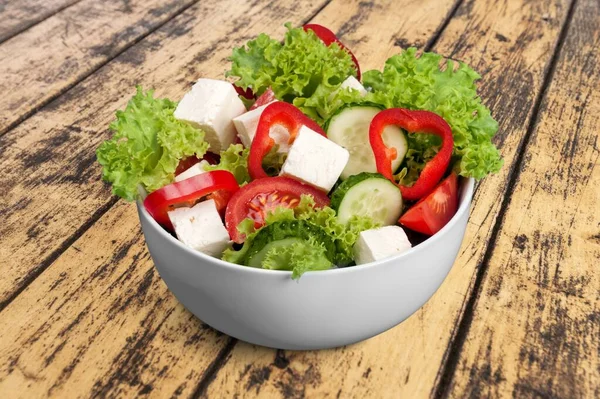 Salada Grega Com Legumes Frescos Fundo — Fotografia de Stock